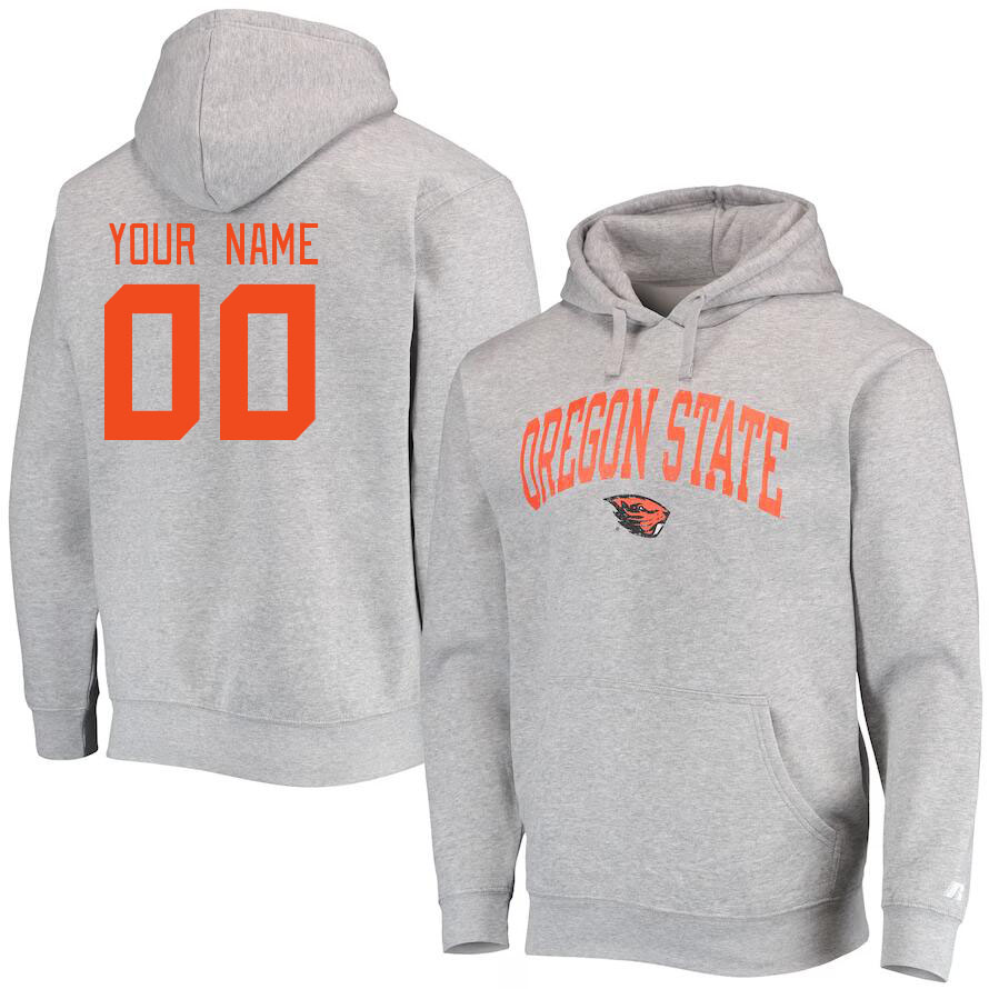 Custom Oregon State Beavers Name And Number College Hoodie-Gray